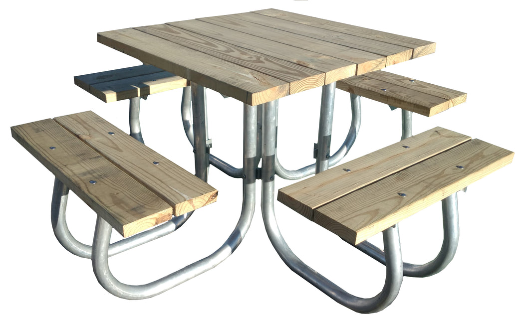 Square Picnic Table With An Aluminum Frame